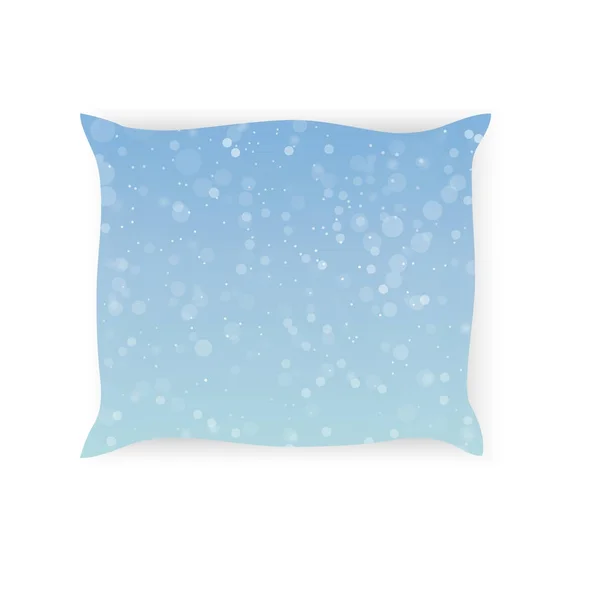 Soft pillow with printed design on theme of Christmas. Pillow case made of snowflakes on a blue background. — Stock Vector