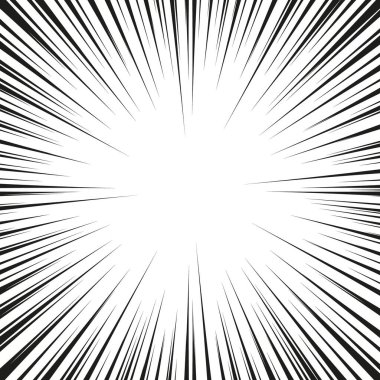 Hız çizgileri Uçan parçacıklar Kusursuz desen Manga grafik desen savaş damgası Güneş ışınları veya yıldız patlaması Beyaz zemin üzerinde Siyah vektör elementleri