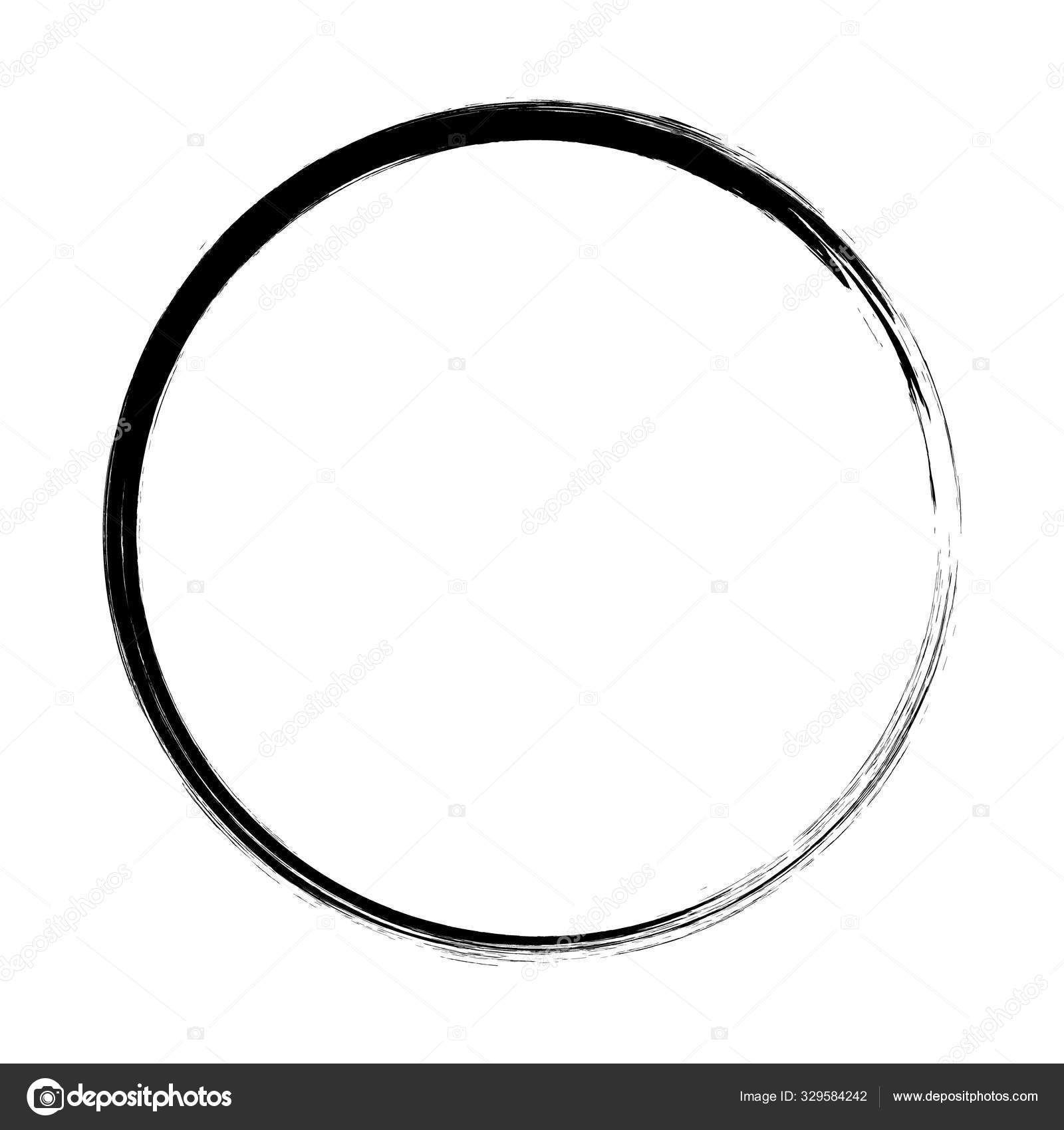 Vector brush strokes circles of paint on white background. Ink hand