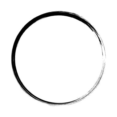 Beyaz arka plan üzerinde boya fırça darbeleri daireler vektör. Mürekkep el boya fırça daire çizilmiş. Logo, etiket tasarım öğesi vektör çizim. Siyah soyut grunge daire. Çerçeve