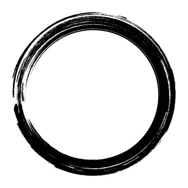 Beyaz arka plan üzerinde boya fırça darbeleri daireler vektör. Mürekkep el boya fırça daire çizilmiş. Logo, etiket tasarım öğesi vektör çizim. Siyah soyut grunge daire. Çerçeve