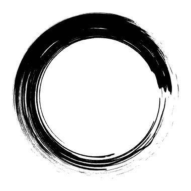 Beyaz arka plan üzerinde boya fırça darbeleri daireler vektör. Mürekkep el boya fırça daire çizilmiş. Logo, etiket tasarım öğesi vektör çizim. Siyah soyut grunge daire. Çerçeve
