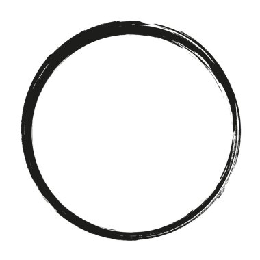 Beyaz arka plan üzerinde boya fırça darbeleri daireler vektör. Mürekkep el boya fırça daire çizilmiş. Logo, etiket tasarım öğesi vektör çizim. Siyah soyut grunge daire. Çerçeve