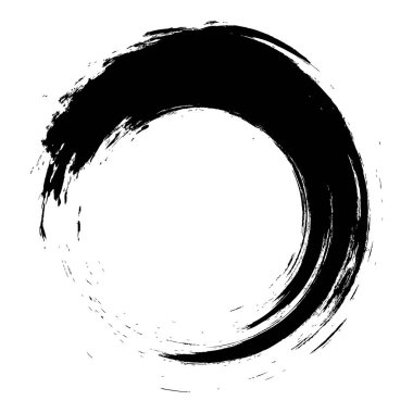 Beyaz arka plan üzerinde boya fırça darbeleri daireler vektör. Mürekkep el boya fırça daire çizilmiş. Logo, etiket tasarım öğesi vektör çizim. Siyah soyut grunge daire. Çerçeve