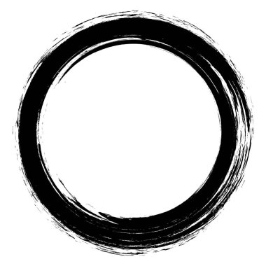 Beyaz arka plan üzerinde boya fırça darbeleri daireler vektör. Mürekkep el boya fırça daire çizilmiş. Logo, etiket tasarım öğesi vektör çizim. Siyah soyut grunge daire. Çerçeve
