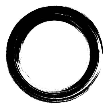 Beyaz arka plan üzerinde boya fırça darbeleri daireler vektör. Mürekkep el boya fırça daire çizilmiş. Logo, etiket tasarım öğesi vektör çizim. Siyah soyut grunge daire. Çerçeve