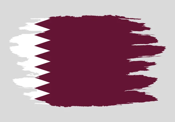 Pinsel bemalt Qatar Flagge handgezeichnete Stil Illustration mit einem Grunge-Effekt und Aquarell. — Stockvektor