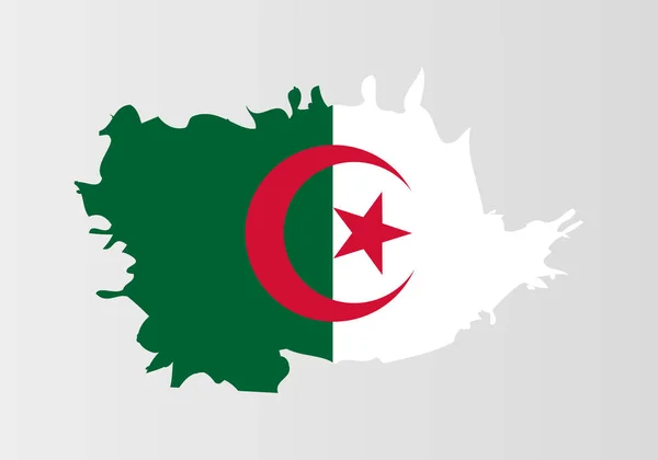 Pinsel bemalt Algeria Flagge handgezeichnete Stil Illustration mit einem Grunge-Effekt und Aquarell. — Stockvektor