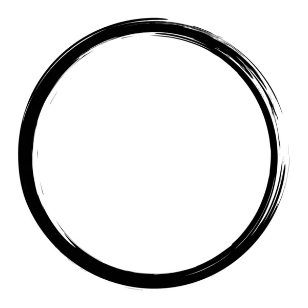 Pennellate vettoriali cerchi di vernice su sfondo bianco. Inchiostro disegnato a mano cerchio pennello. Logo, illustrazione vettoriale dell'elemento di design dell'etichetta. Cerchio grunge astratto nero. Telaio — Vettoriale Stock