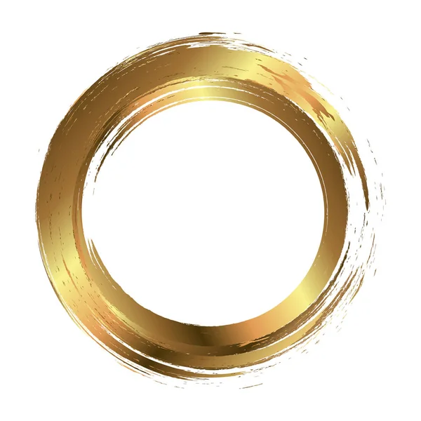 Κύκλος χρυσό πλαίσιο ζωγραφισμένο με πινελιές σε λευκό φόντο. Αφηρημένο διανυσματικό στοιχείο σχεδιασμού. Χρυσή ιδέα. Εικονογράφηση διανύσματος. — Διανυσματικό Αρχείο