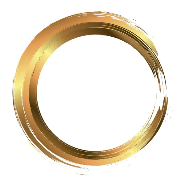 白い背景に筆致で描かれた円形の金枠。抽象ベクトル設計要素金の概念。ベクターイラスト. — ストックベクタ