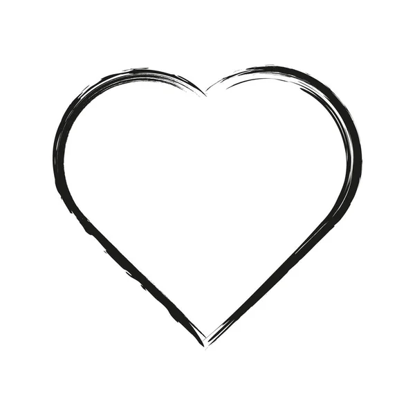 Heart shape frame with brush painting isolated on white background. Grunge stamps. Valentines Day signs. Vector illustration. — 스톡 벡터
