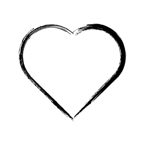 Καρδιά σχήμα πλαίσιο με πινέλο ζωγραφική απομονώνονται σε λευκό φόντο. Γραμματόσημα Grunge. Σημάδια του Αγίου Βαλεντίνου. Εικονογράφηση διανύσματος. — Διανυσματικό Αρχείο