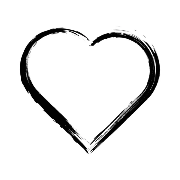 Marco en forma de corazón con pincel aislado sobre fondo blanco. Sellos grunge. Signos del Día de San Valentín. Ilustración vectorial . — Vector de stock