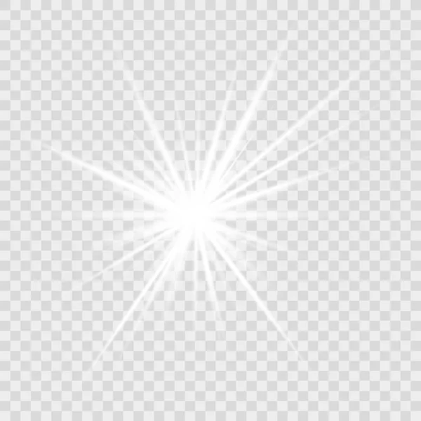Fehér izzó fény robbant robbanás átlátszó. Vektor illusztráció a hűvös hatás dekoráció sugár csillogás. Fényes csillag. Átlátszó ragyogás gradiens csillogás, fényes fáklya. Fényes textúra. — Stock Vector