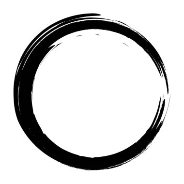 Beyaz arka plan üzerinde boya fırça darbeleri daireler vektör. Mürekkep el boya fırça daire çizilmiş. Logo, etiket tasarım öğesi vektör çizim. Siyah soyut grunge daire. Çerçeve