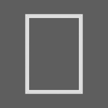 Gri arkaplanda izole edilmiş gerçekçi beyaz çerçeve. Sunumlar için mükemmel. Vektör illüstrasyonu.