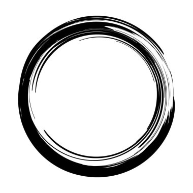 Beyaz arka plan üzerinde boya fırça darbeleri daireler vektör. Mürekkep el boya fırça daire çizilmiş. Logo, etiket tasarım öğesi vektör çizim.