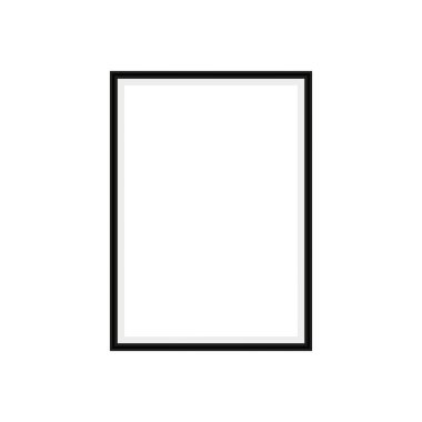 Gri arkaplanda izole edilmiş gerçekçi siyah çerçeve. Sunumlar için mükemmel. Vektör illüstrasyonu.