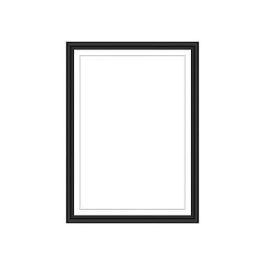 Gri arkaplanda izole edilmiş gerçekçi siyah çerçeve. Sunumlar için mükemmel. Vektör illüstrasyonu.