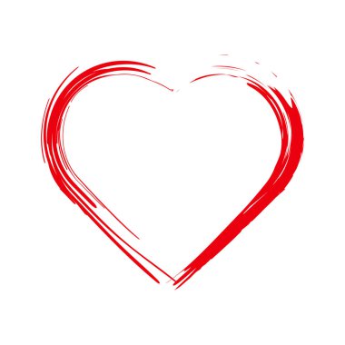 Kalp. Grunge pulları, beyaz arka planda izole edilmiş kalp fırçası resmi. Sıkıntılı semboller. Dokulu Sevgililer Günü işaretleri. Vektör illüstrasyonu.