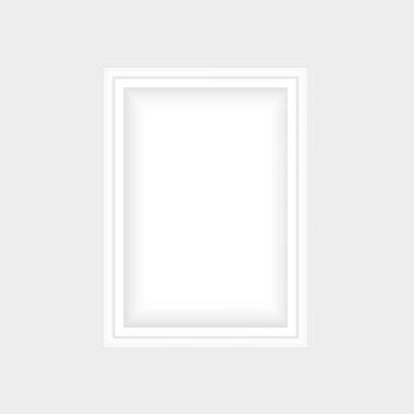 Gri arkaplanda izole edilmiş gerçekçi beyaz çerçeve. Sunumlar için mükemmel. Vektör illüstrasyonu.
