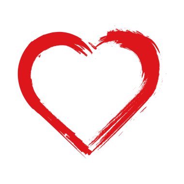 Kalp. Grunge pulları, beyaz arka planda izole edilmiş kalp fırçası resmi. Sıkıntılı semboller. Dokulu Sevgililer Günü işaretleri. Vektör illüstrasyonu.