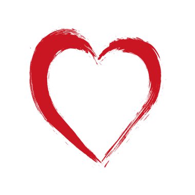 Kalp. Grunge pulları, beyaz arka planda izole edilmiş kalp fırçası resmi. Sıkıntılı semboller. Dokulu Sevgililer Günü işaretleri. Vektör illüstrasyonu.