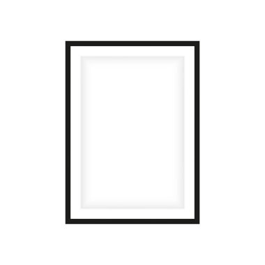 Gri arkaplanda izole edilmiş gerçekçi siyah çerçeve. Sunumlar için mükemmel. Vektör illüstrasyonu.