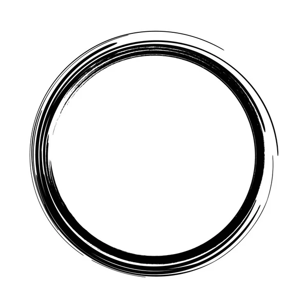 Векторная кисть штрихи круги краски на белом фоне. Круг кисти с чернилами. Логотип, векторная иллюстрация элементов дизайна этикеток. Черный абстрактный гранж круг. Рамка — стоковый вектор