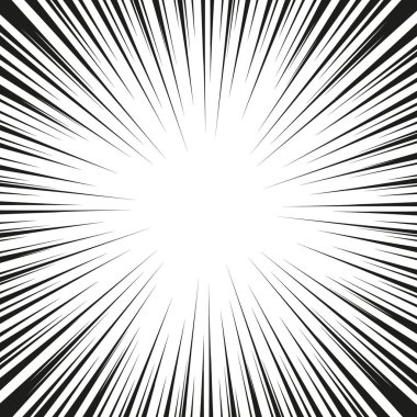 Hız çizgileri ile grafiksel patlama. Çizgi roman tasarım elementi. Vektör İllüstrasyonu