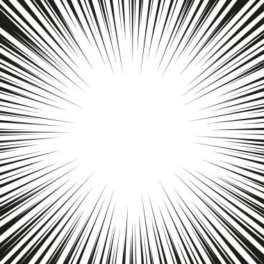 Hız çizgileri ile grafiksel patlama. Çizgi roman tasarım elementi. Vektör İllüstrasyonu