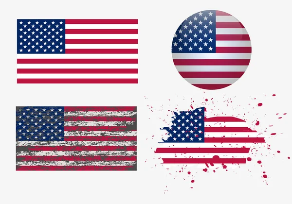 Estados Unidos Conjunto Bandera Grunge Americana Aislado Sobre Fondo Blanco — Archivo Imágenes Vectoriales