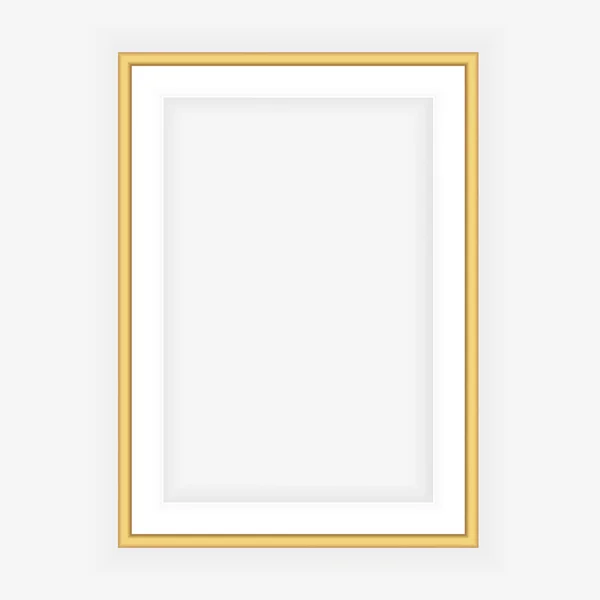 Realistický Zlatý Rám Izolovaný Šedém Pozadí Perfektní Pro Vaše Prezentace — Stockový vektor