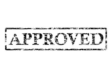 Pankart tasarımı için onaylanmış pul. Tasarım elemanı. İş konsepti. Pankart konsepti. Onaylanmış kare grunge işareti.