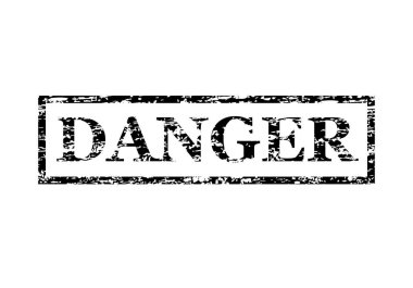 Beyaz arkaplan vektör çiziminde tehlike kırmızı damgası