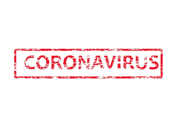 Coronavirus Word Red Square Grungy Texture Distressed Rubber Stamp Vector — Stock Vector