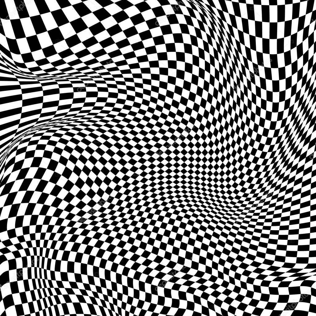 Abstract black and white curved grid vector background