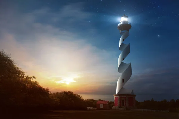 Eğri deniz feneri — Stok fotoğraf