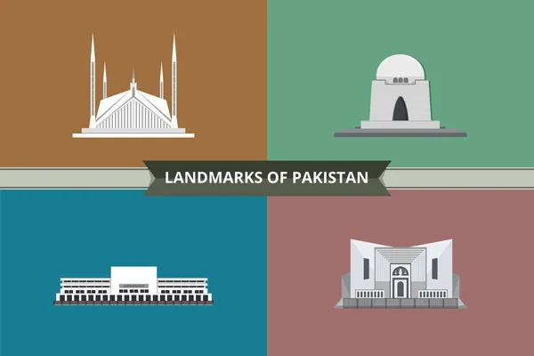 Landmark Places Pakistan Vector Design Pack — Stock Vector
