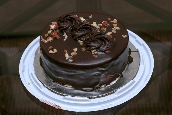 Schokoladenkuchen Einem Teller Foto — Stockfoto