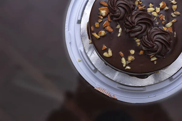 Chocolate Cake Dish Corner Shot — 스톡 사진