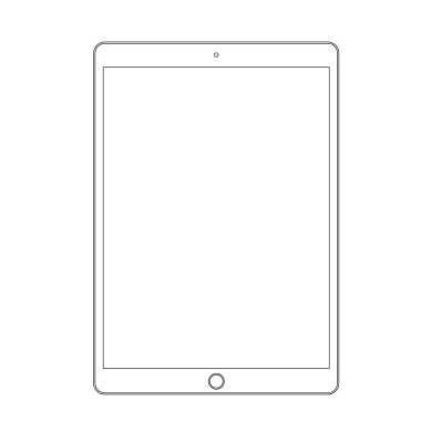 Beyaz arka plan üzerinde izole modern beyaz latop vektör Illustration. Çizgi stili, Tablet mockup.