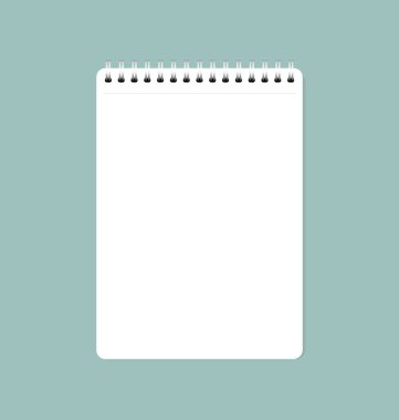 Beyaz temiz kağıdın defter, mesajınız için hazır gelen vektör çizim.