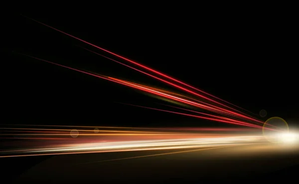 Vektör çizimi yüksek hızlı ışıkları gece trafik uzun pozlama simülasyonu. Bir yönde dinamik ışıklar.