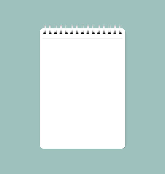 Векторная иллюстрация белого чистого листа бумаги из ноутбука, готового к Вашему сообщению
.