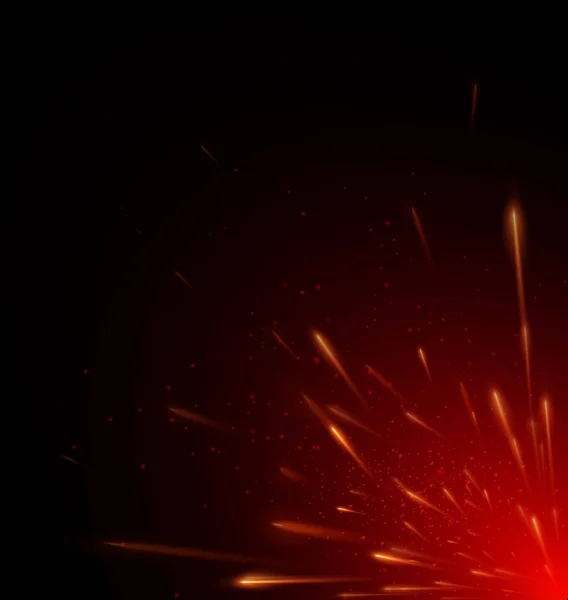 赤い色のベクトル イラスト火黒の背景に火花を飛ばす. — ストックベクタ