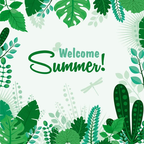 Vektoros illusztráció nyári üdvözlőlap vagy poszter Üdvözöljük nyári levél banner. Nyári szezonban az üdvözlőkártya, meghívó sablon betűkkel. — Stock Vector