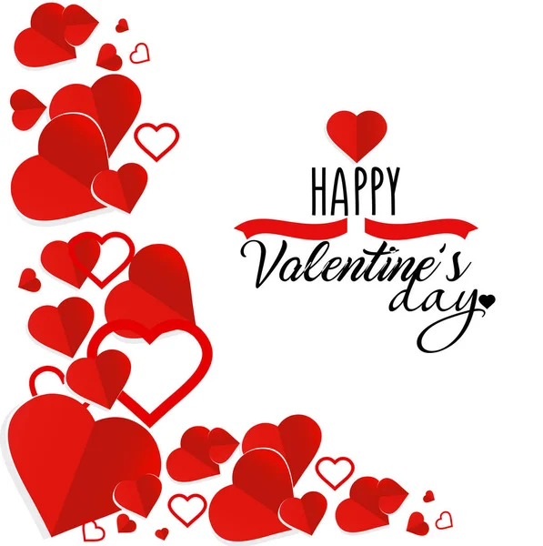 Ilustração vetorial do cartão de saudação do Dia dos Namorados com texto e corações vermelhos sobre fundo branco. Estilo Origami, elegante . — Vetor de Stock