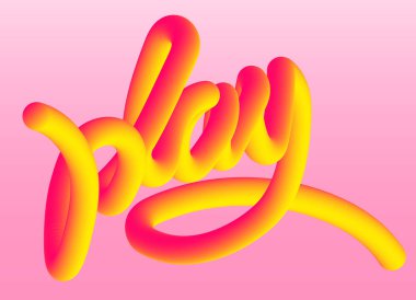 Yumuşak neon hacimsel esnek 3d kelime oyunu pembe bir arka plan üzerinde vektör çizim.